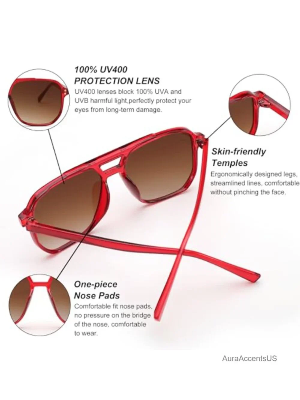 Retro Square Aviator Sunglasses UV400 Full Frame Unisex Vintage 70s Shades